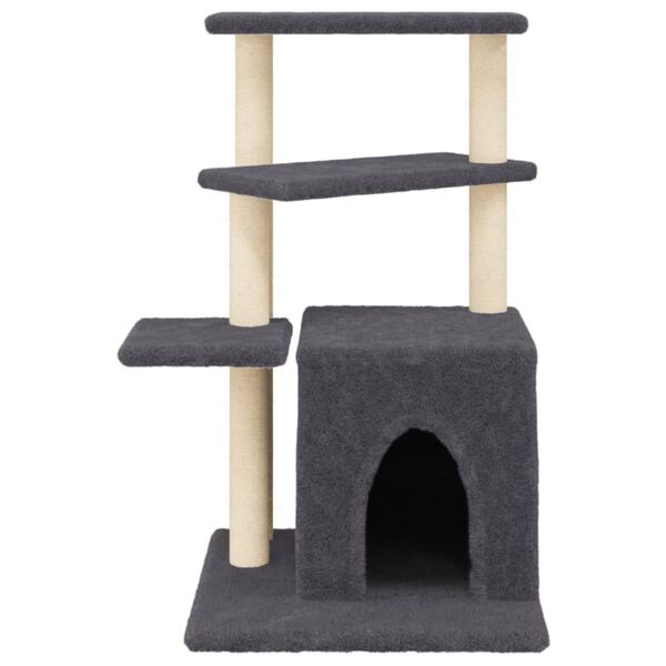 vidaXL Cat Tree with Sisal Scratching Posts Dark Grey 83.5 cm