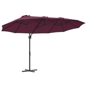 vidaXL Umbrella Bordeaux Red 372 x 198 x 243 cm
