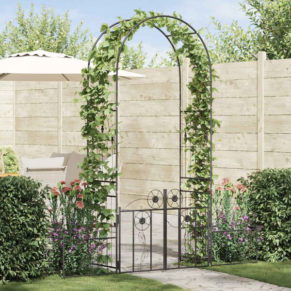 vidaXL Garden Arch with Lock Black 203 x 50 x 218 cm