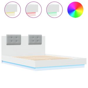 vidaXL Bed Frame with LED without Mattress White 150x200 cm King Size