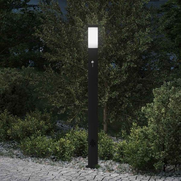 vidaXL Bollard Light with Sensor&Outlet 110 cm Stainless Steel IP44