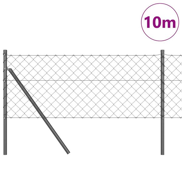 vidaXL Fence Post Grey 10 x 0.8 m (60 x 60 mm mesh) Steel and PVC