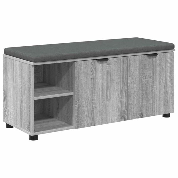 vidaXL Hall Bench with Cushion Plain Grey Sonoma 100 x 38 x 46 cm
