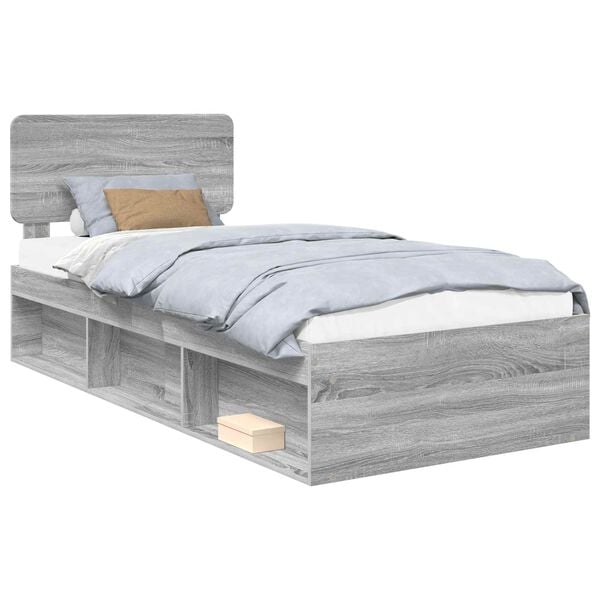 vidaXL Bed Frame Grey Sonoma 75 x 190 cm Solid Pine Wood