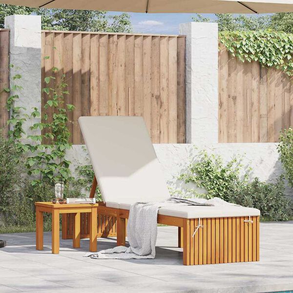 vidaXL Sun Lounger Reclining Brown 200 x 55 x 94cm Solid Acacia wood