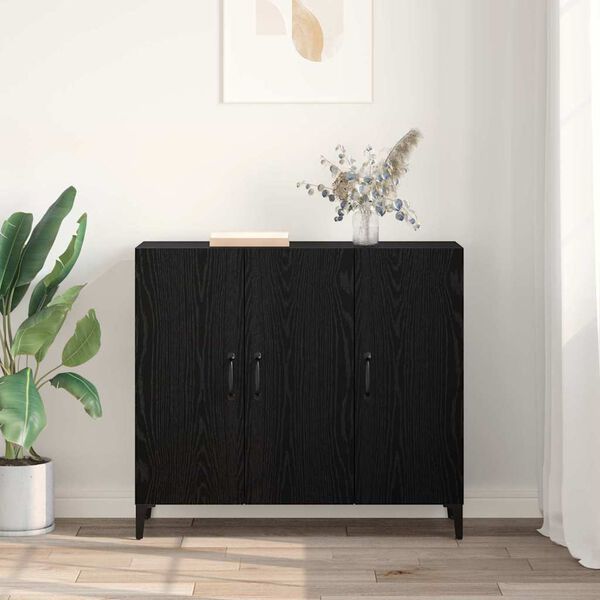 vidaXL Sideboard Black oak 34 x 90 x 80 cm Engineered wood
