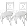 vidaXL Dining Chair | Set of 2 | White | Solid Pine Wood | 83.5 cm tall