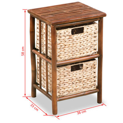 vidaXL Bedside Cabinet Bamboo and Water Hyacinth 36x33x58 cm