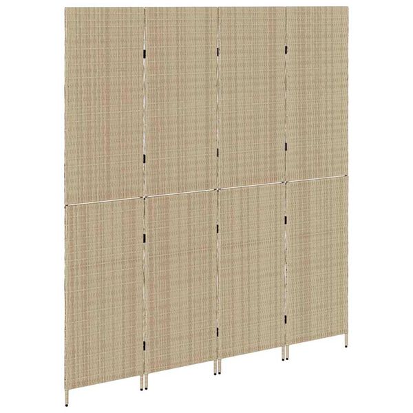 vidaXL Room Divider Folding Manual Beige 195 x 180 cm Poly Rattan