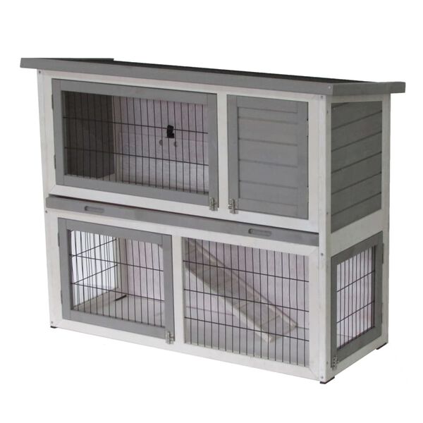 @Pet Outdoor Rabbit Hutch Benny 92x42x80 cm Wood Grey and White