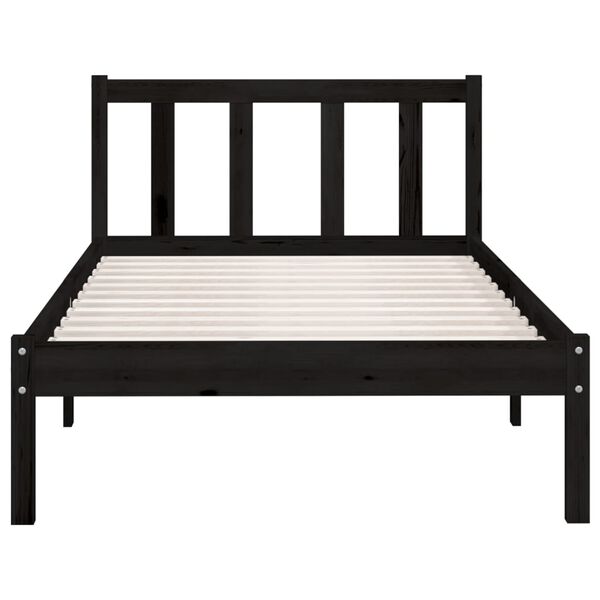 vidaXL Bed Frame without Mattress Black Solid Wood Small Single