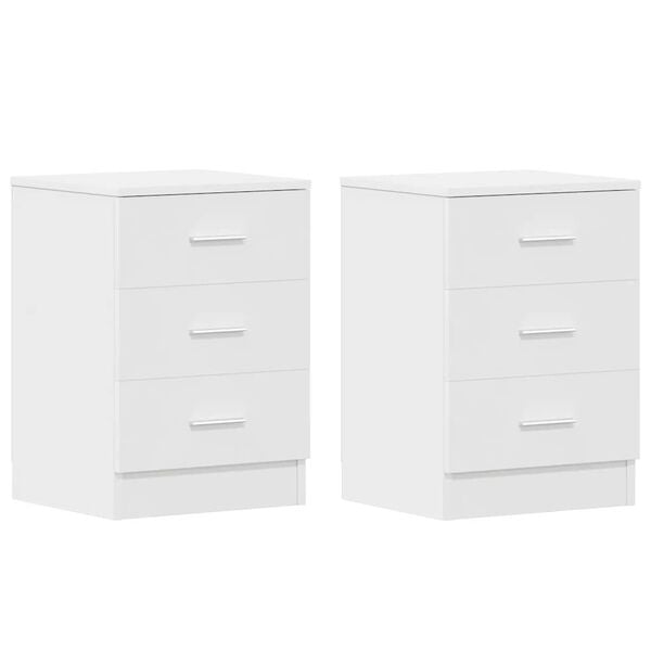 vidaXL Bedside Cabinets 2 pcs White 38x35x56 cm Engineered Wood