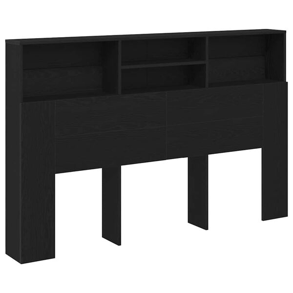vidaXL Headboard Cabinet Black Oak 160 x 19 x 103.5 cm Engineered Wood