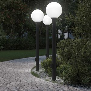 vidaXL Bollard Lights with Sensor&Outlet 3 pcs 120 cm Black IP44