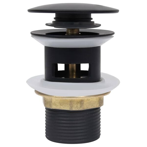 vidaXL Push Drain with Overflow Function Black 6.4x6.4x9.1 cm