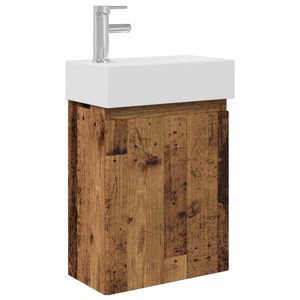 vidaXL Bathroom Vanity Unit with Tap Old Wood 45.5 x 22.5 x 84 cm