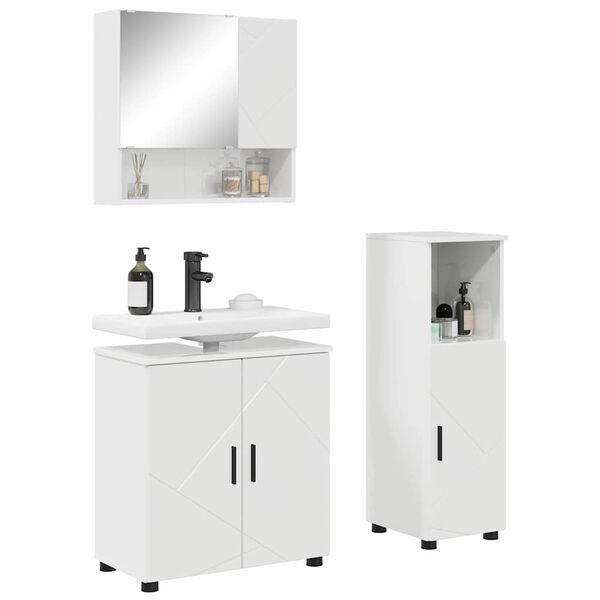 vidaXL Bathroom Furniture Set Wall-mounted 3 pcs High Gloss White