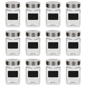 vidaXL Storage Jars with Sticker 12 pcs 300 ml