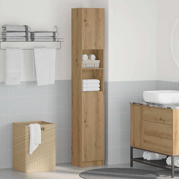 vidaXL Bathroom Cabinet Artisan Oak 32x25.5x190 cm Engineered Wood
