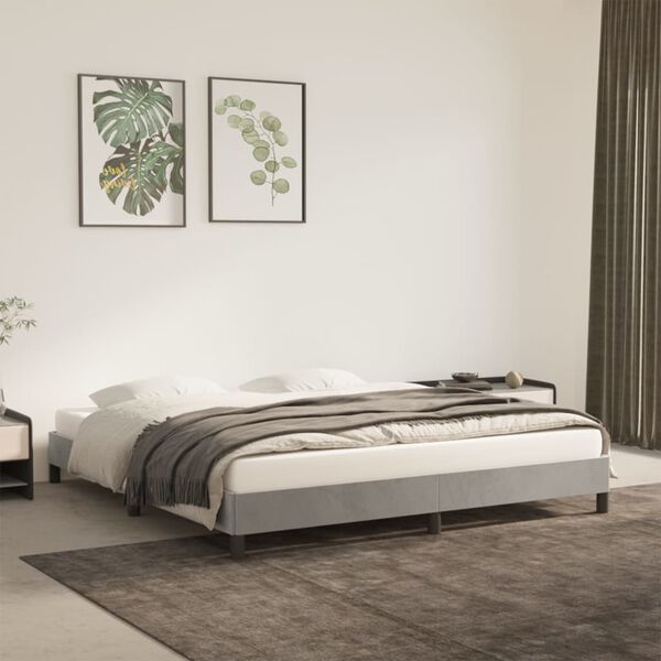 vidaXL Bed Frame without Mattress Light Grey Super King Velvet
