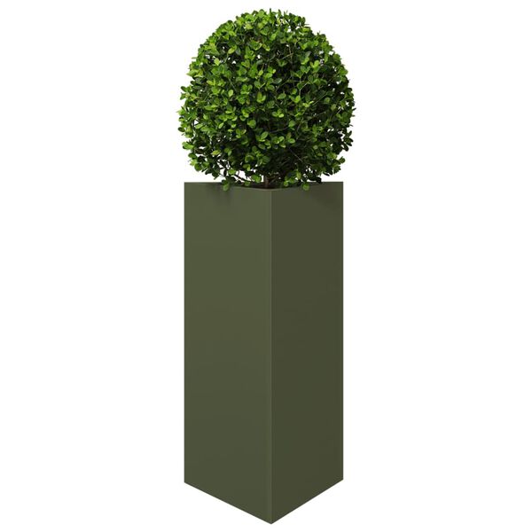 vidaXL Garden Planters 2 pcs Olive Green Triangular 40x34.5x70 cm Steel