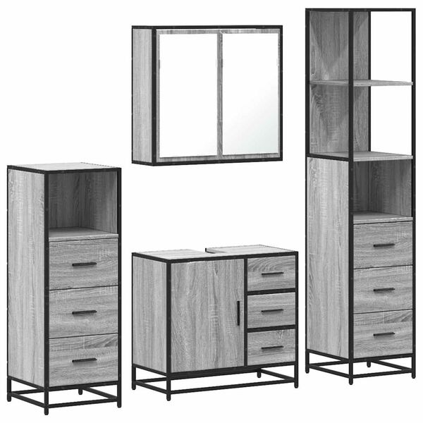 vidaXL 4&nbsp;Piece Bathroom Furniture Set&nbsp;Grey Sonoma Engineered Wood