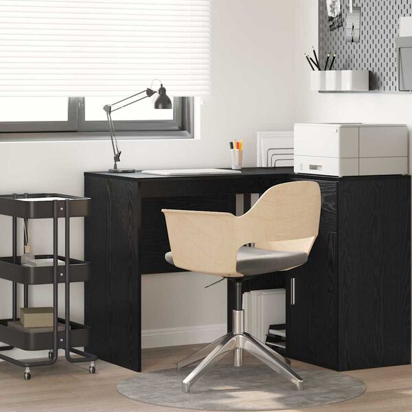 vidaXL Desk with Shelf Black Oak 102 x 50 x 75 cm Engineered Wood