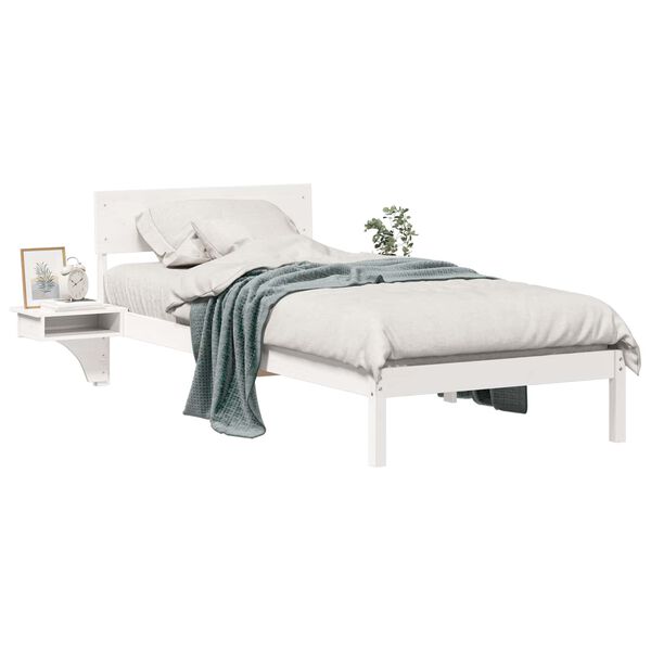 vidaXL Bed Frame with Headboard White 80 x 200 cm Solid Pine Wood