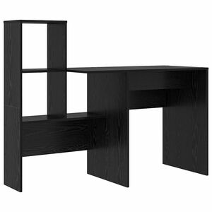 vidaXL Desk with Shelf Black Oak 131.5 x 50 x 106.5 cm Engineered Wood