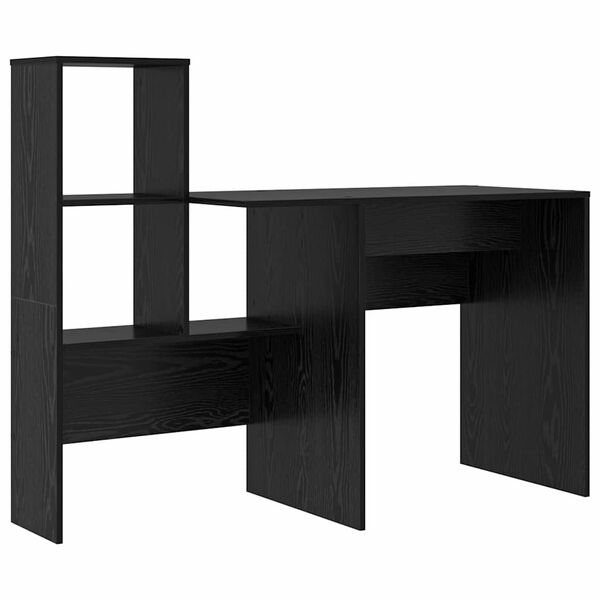 vidaXL Desk with Shelf Black Oak 131.5 x 50 x 106.5 cm Engineered Wood