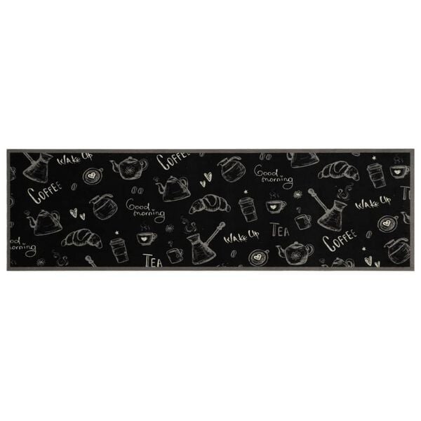 vidaXL Kitchen Rug Washable Morning Black 45x150 cm Velvet
