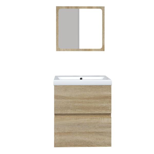 vidaXL Bathroom Sink Cabinet with Basin and Mirror Sonoma Oak