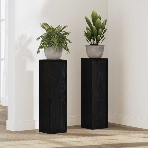 vidaXL Plant Stand 2 pcs Black Oak 17 x 17 x 60 cm Engineered Wood