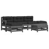 vidaXL 6 Piece Garden Lounge Set with Cushions Grey Solid Wood