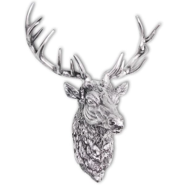 vidaXL Deer Head Decoration Wall-Mounted Aluminium Silver