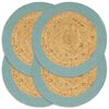 vidaXL Placemats 4 pcs Natural and Green 38 cm Jute and Cotton