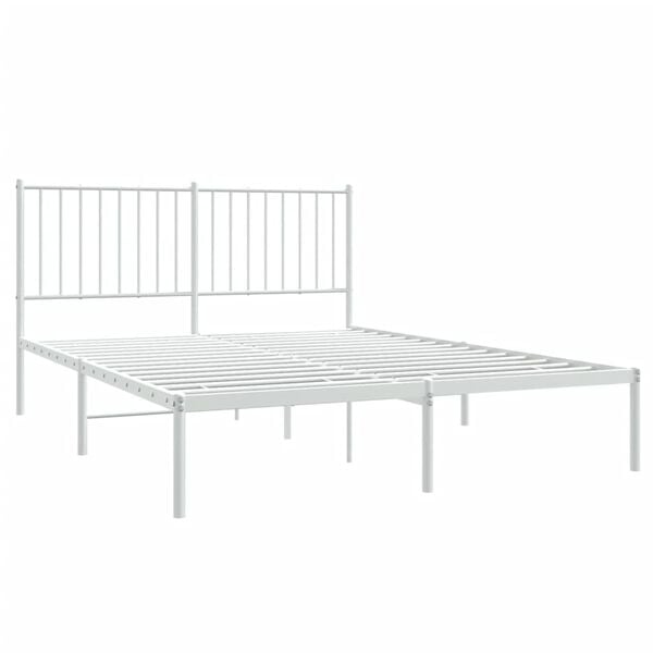 vidaXL Metal Bed Frame without Mattress with Headboard White 140x190cm