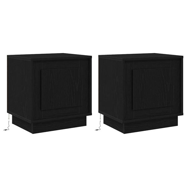 vidaXL Bedside Cabinet 2 pcs Black 44 x 34.5 x 45 cm Engineered Wood