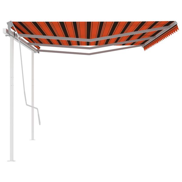vidaXL Manual Retractable Awning with Posts 6x3.5 m Orange and Brown
