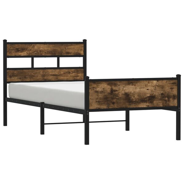 vidaXL Bed Frame without Mattress Smoked Oak 100x200 cm Engineered Wood