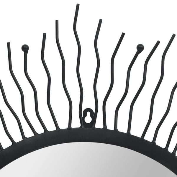 vidaXL Wall Mirror Sunburst 80 cm Black