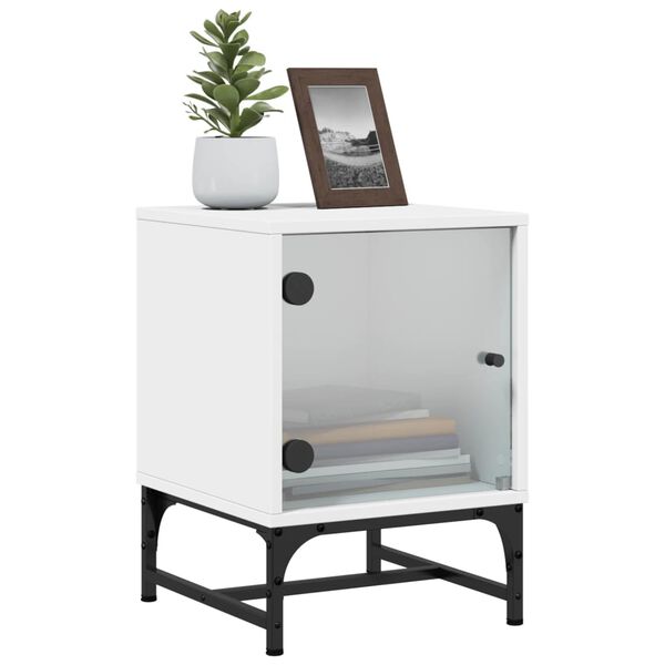 vidaXL Bedside Cabinet with Glass Door White 35x37x50 cm