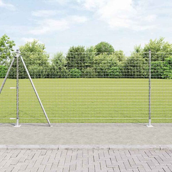 vidaXL Fence Posts Manual 13 pcs Silver &Oslash;32mm 150 cm Galvanised steel