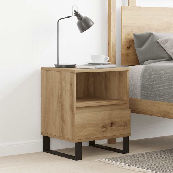vidaXL Bedside Cabinet Artisan Oak 40x35x50 cm Engineered Wood