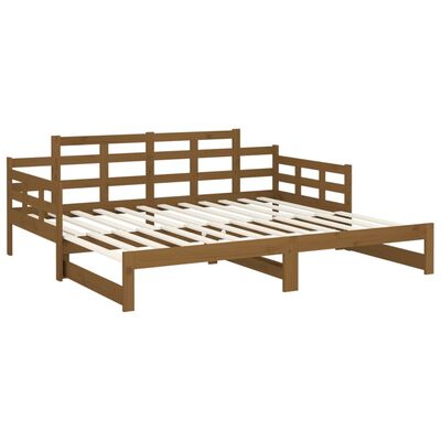 vidaXL Pull-out Day Bed Honey Brown Solid Wood Pine 2x(90x190) cm
