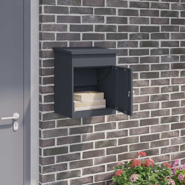 vidaXL Parcel Drop Box with Storage Anthracite 47.5 x 38 x 59 cm Steel