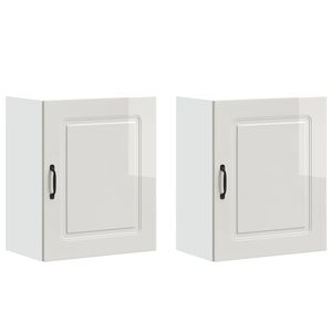 vidaXL Kitchen Wall Cabinets 2 pcs Kalmar High Gloss White Engineered Wood
