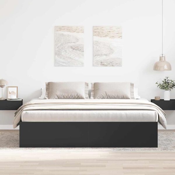 vidaXL Bed Frame without Mattress Black 180x200 cm Super King Super King Size