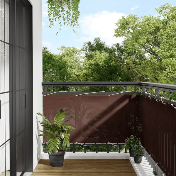 vidaXL Balcony Screen Brown 75x1000 cm 100% Polyester Oxford