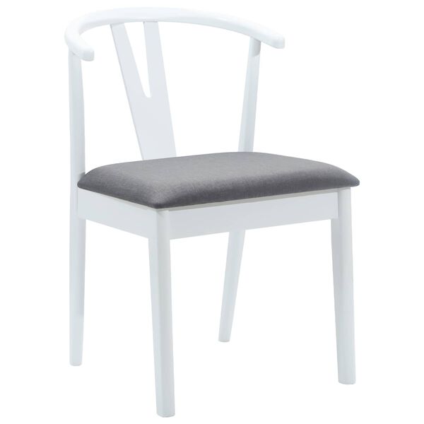 vidaXL Dining Chair 2 pcs White and Grey Solid Rubber Wood